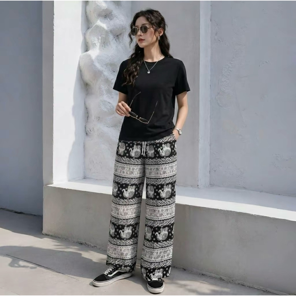 CELANA KULOT RAYON MOTIF GAJAH UNISEX | CELANA KULOT GAJAH THAILAND| BAGGY PANTS GAJAH PREMIUM THAIL