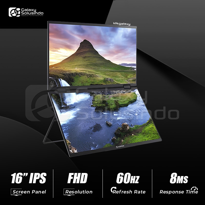 ACER 16PD3Q Aopen 15.6 Inch FHD IPS 60Hz 8ms With Type-C Dual Screen Portable Monitor - HG