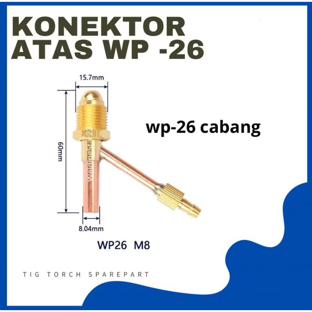 Konektor Tig Torch WP-26V Conector WP26 Cabang Tig Torch Las Argon Sperpart