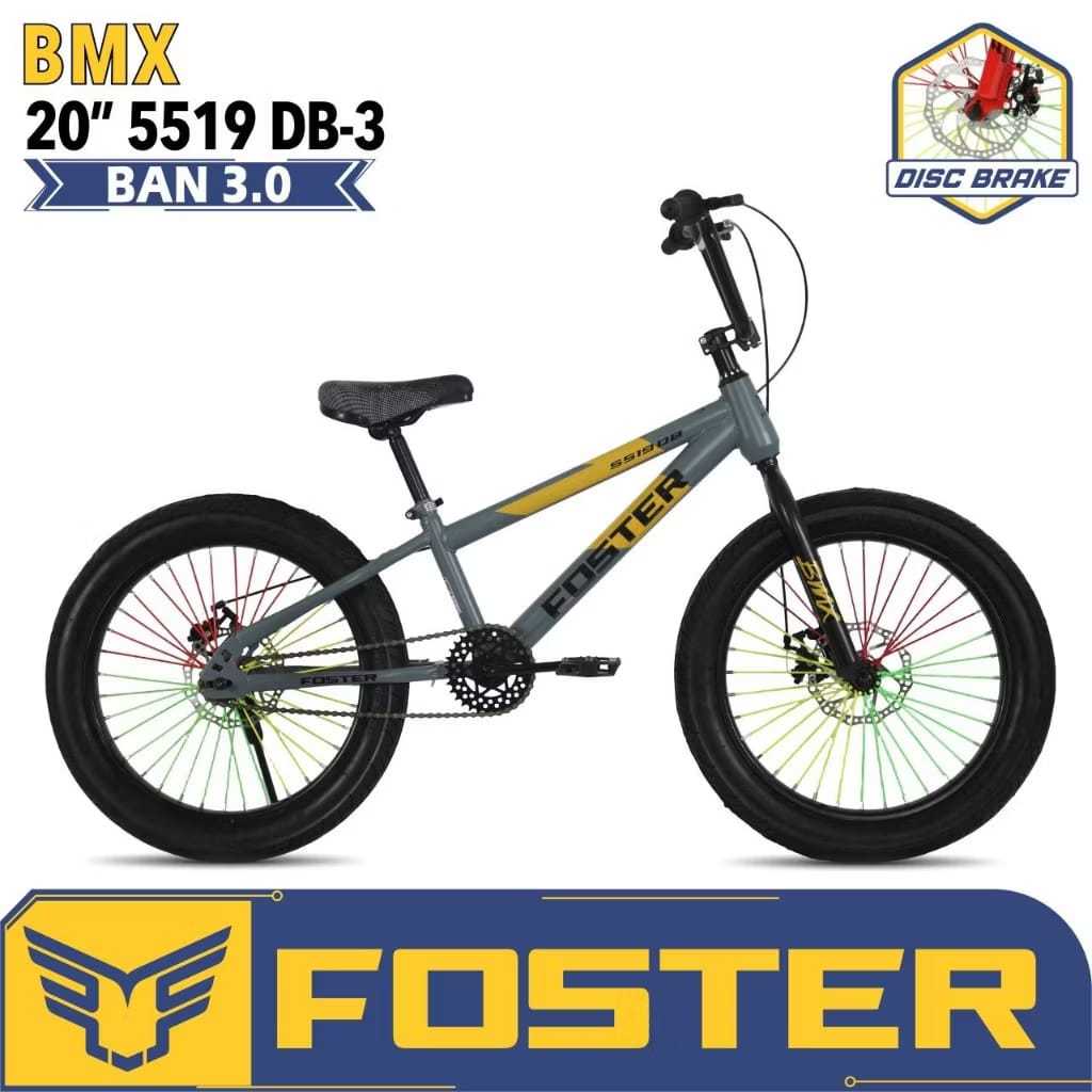 Sepeda Anak Cowok Bmx Foster 5519 Rem Cakram, Bmx Pmb Mortein & Bmx Montana Verde 20 Inch Ban Besar 