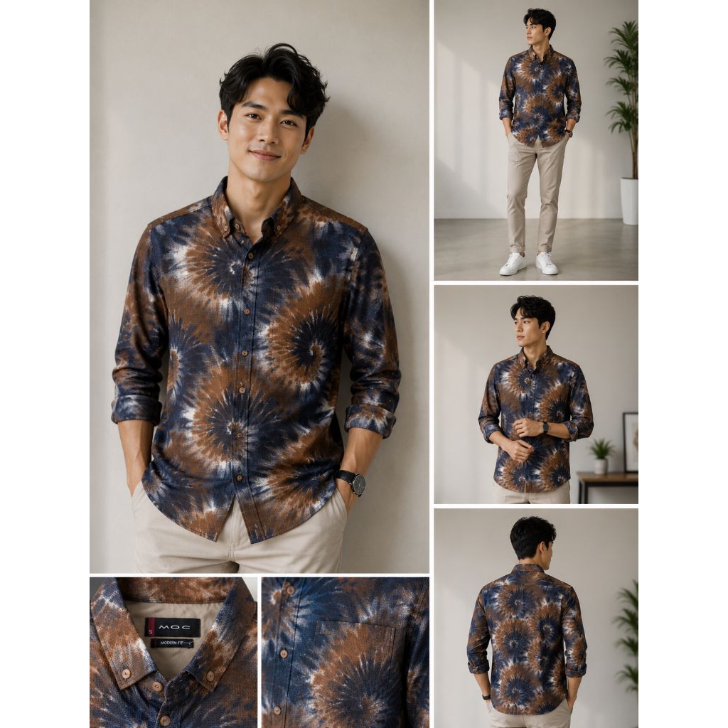PAKEM APPAREL Kemeja Lengan Panjang Pria Modern Fit Slimfit Batik Brand MOC Original