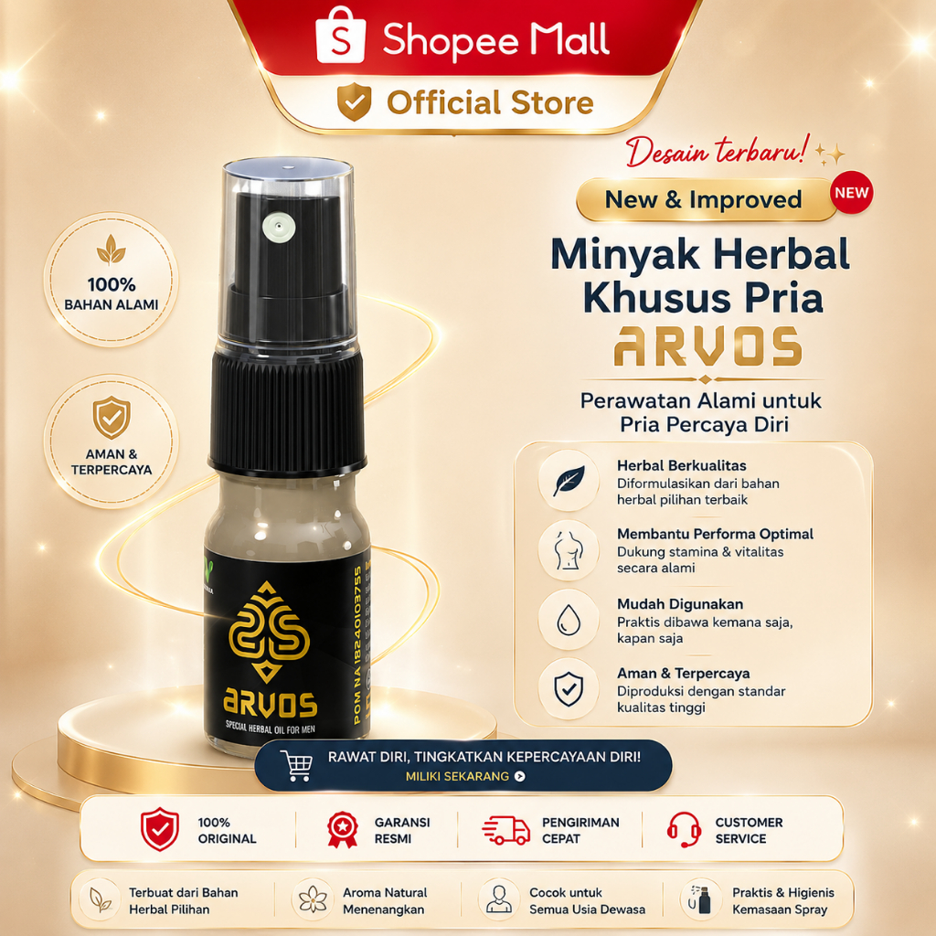 Arvos Spray Minyak Pijat Herbal Tahan Lama - Herbal Oil Antiseptic Spray Bpom