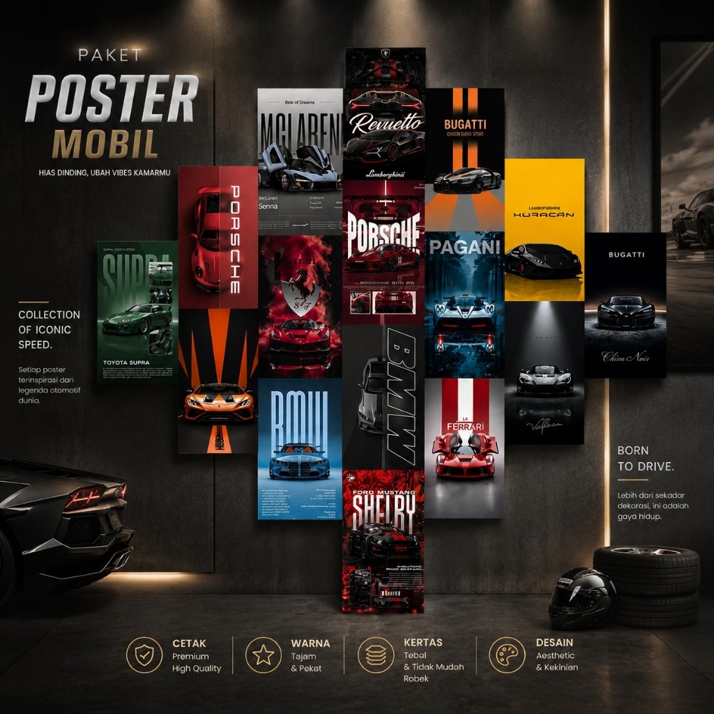 Poster Dinding Murah Aesthetic 16PCS Set A6/A5 Dekorasi Kamar Estetik + Free Perekat