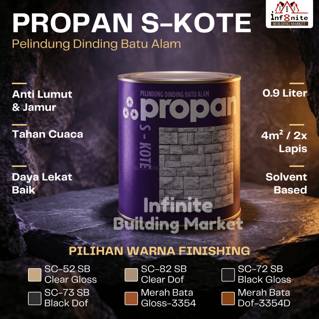 Cat Pelapis Batu Alam Propan Stonkote Skote Stone Coat  Coating Merah Bata Black Clear Gloss Doff