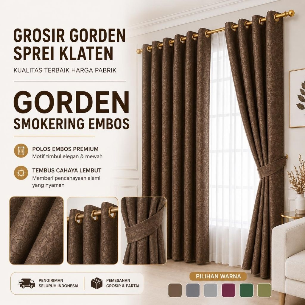 Gorden Smokering Besar Murah 12 Lubang polos Embos 1,3mx2,20m