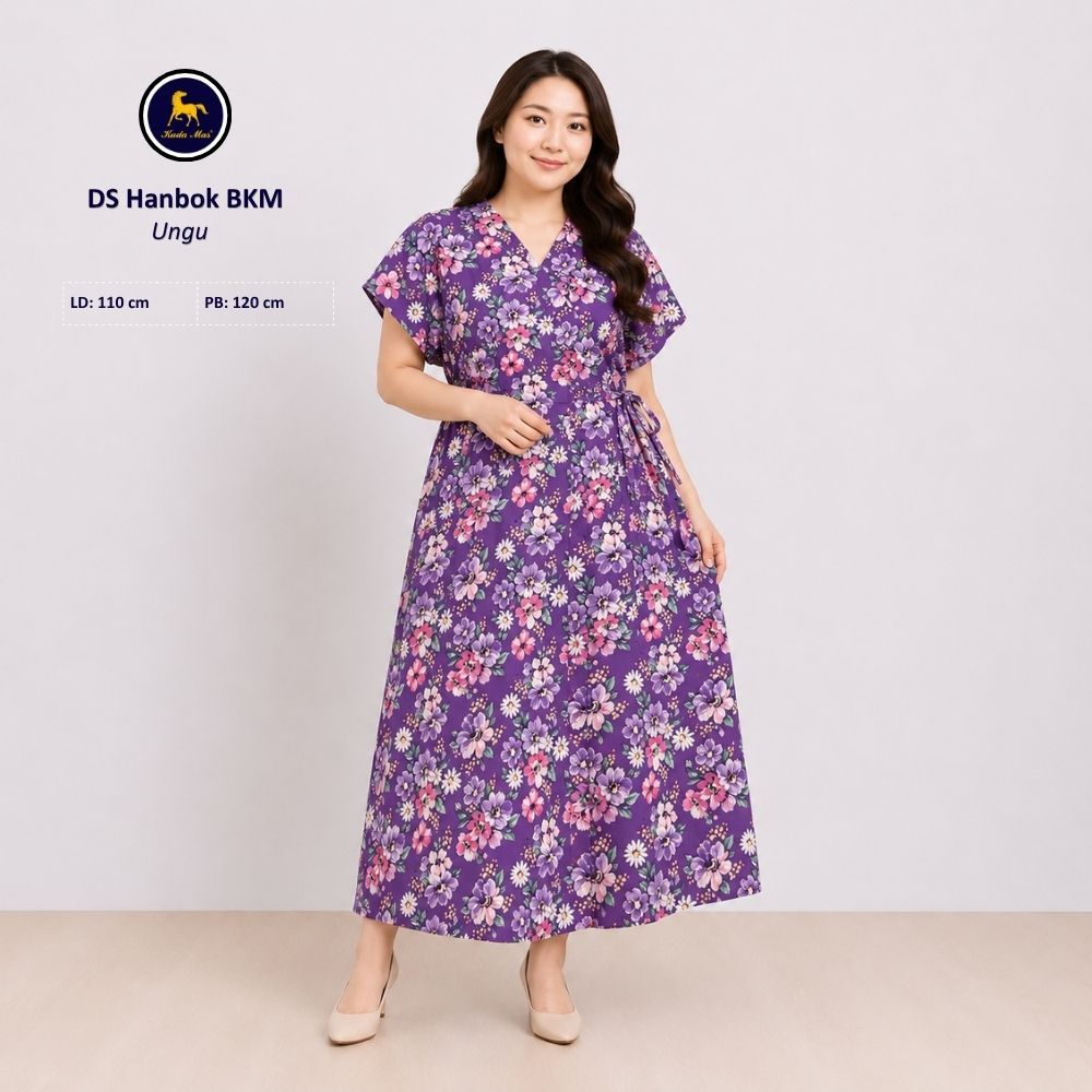 Batik Kuda Mas Daster Hanbok Batik Print | Daster Selempang Depan Panjang Semata Kaki Tangan Pendek 