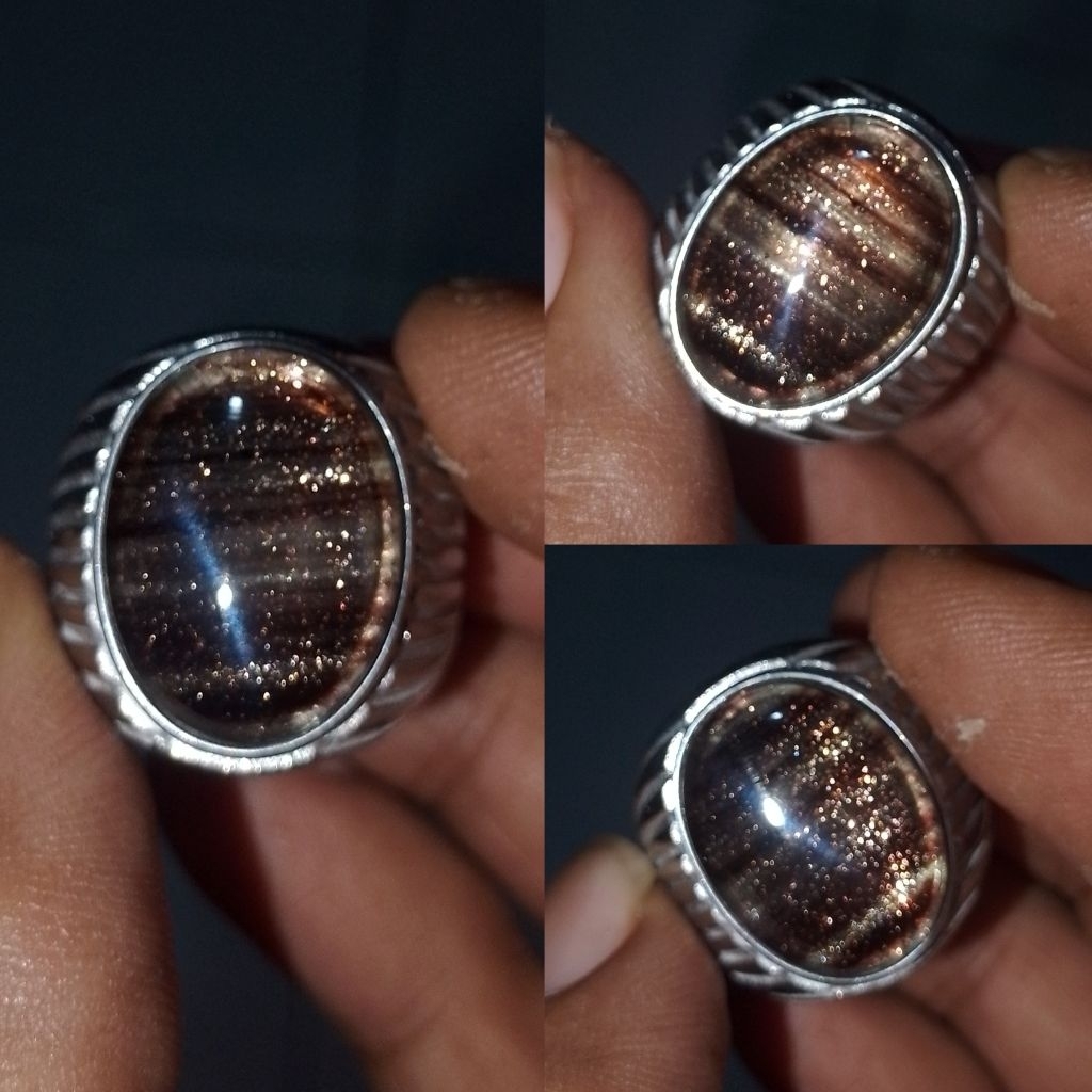 Batu cincin pasir emas coklat crystal Xx49