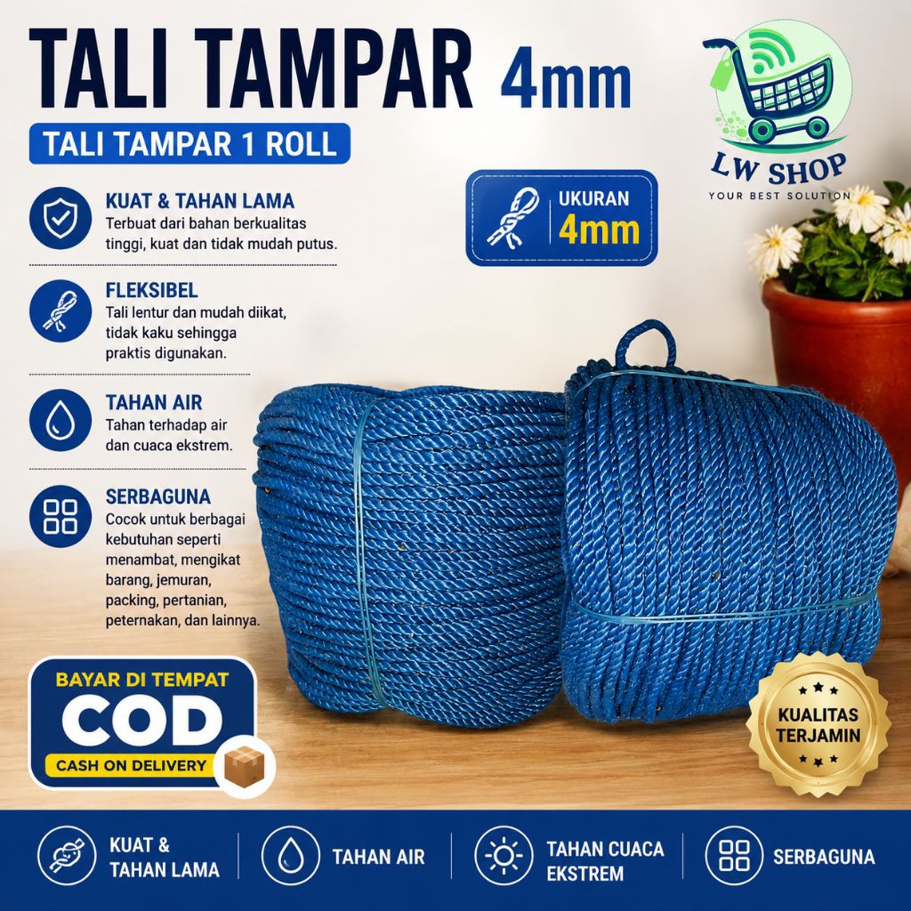 Tali Tambang/ Tali Tampar 4mm/Tali Tampar Roll/Tali Proyek