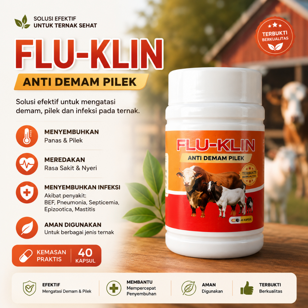 Flu Klin Obat Demam Sapi Kambing / Fluklin Obat Pilek Sapi Kambing Formula drh. S Widod