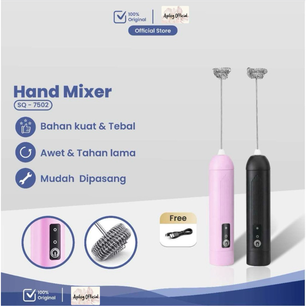 Hand Mixer Mini Pengaduk Kopi Susu Telur Elektrik Bahan Plastik SQ-7502