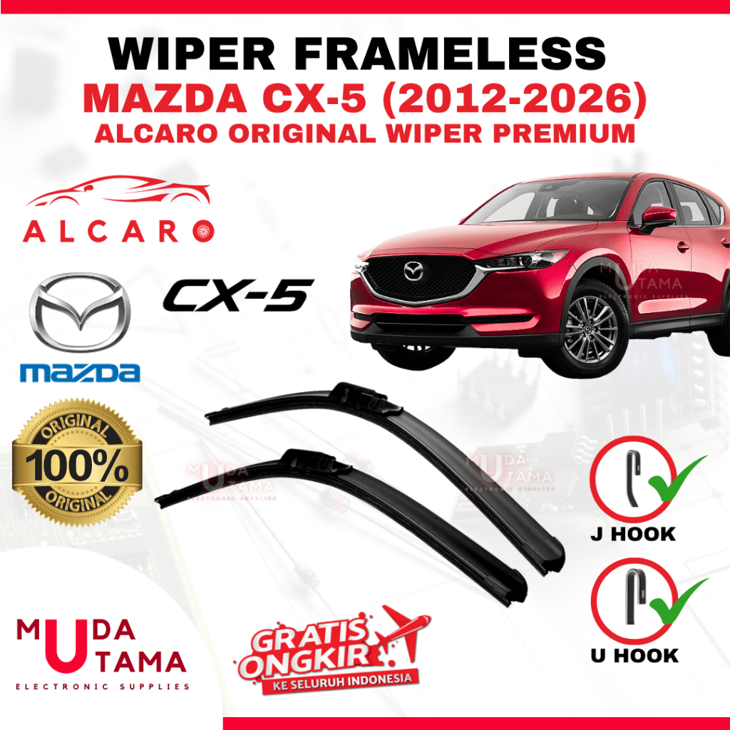 Wiper Frameless MAZDA CX-5 2012 s/d 2026 Original Alcaro - Sapu Kaca MAZDA CX-5 - Wiper MAZDA CX-5 F