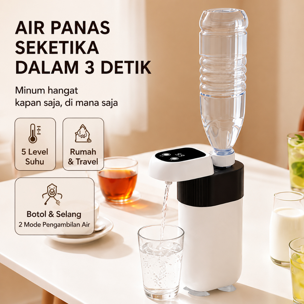 Dispenser Air Panas Instan Portable Terbaru Bisa Sambung Galon Mini Teko Pemanas Air Rumah Travel