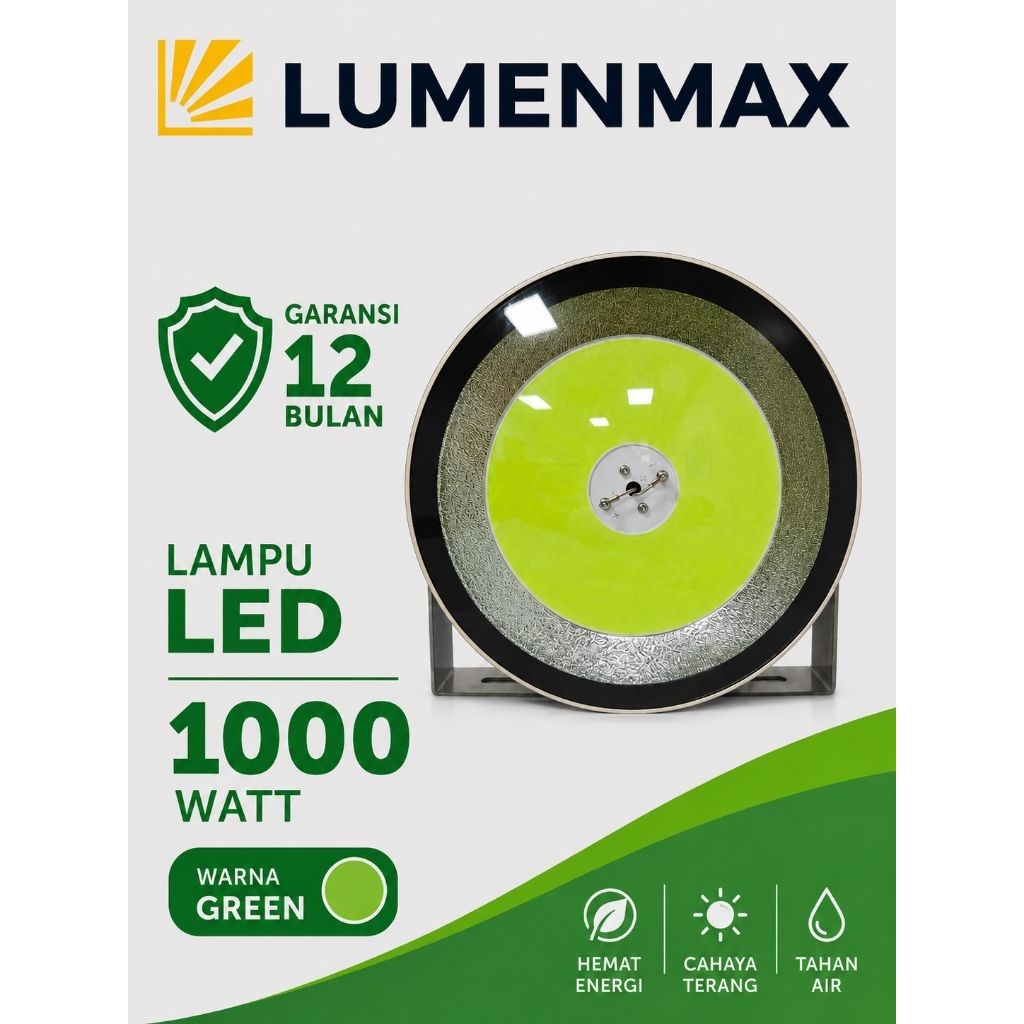 Lampu Ikan LumenMax Lampu Nelayan Lampu Sorot Lampu Cumi Green (Hijau Daun) 1000watt