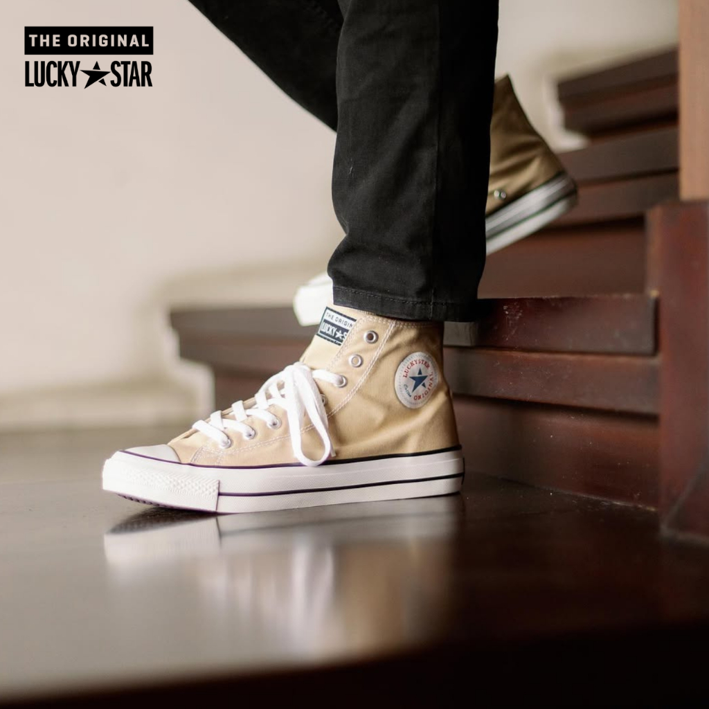 Lucky Star AF1 Hi Khaky Sepatu Sneakers Canvas Kasual