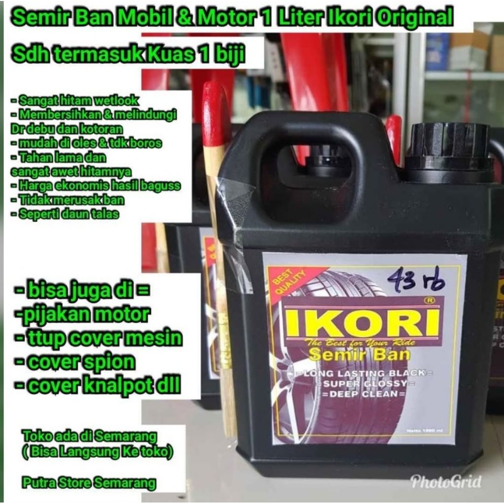 Semir ban Mobil motor 1 liter Ikori Hitam wetlook Original penghitam ban
