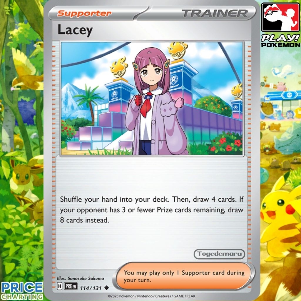 Kartu Pokemon TCG Inggris Lacey PRE 114/131 U - Tara - Supporter Card