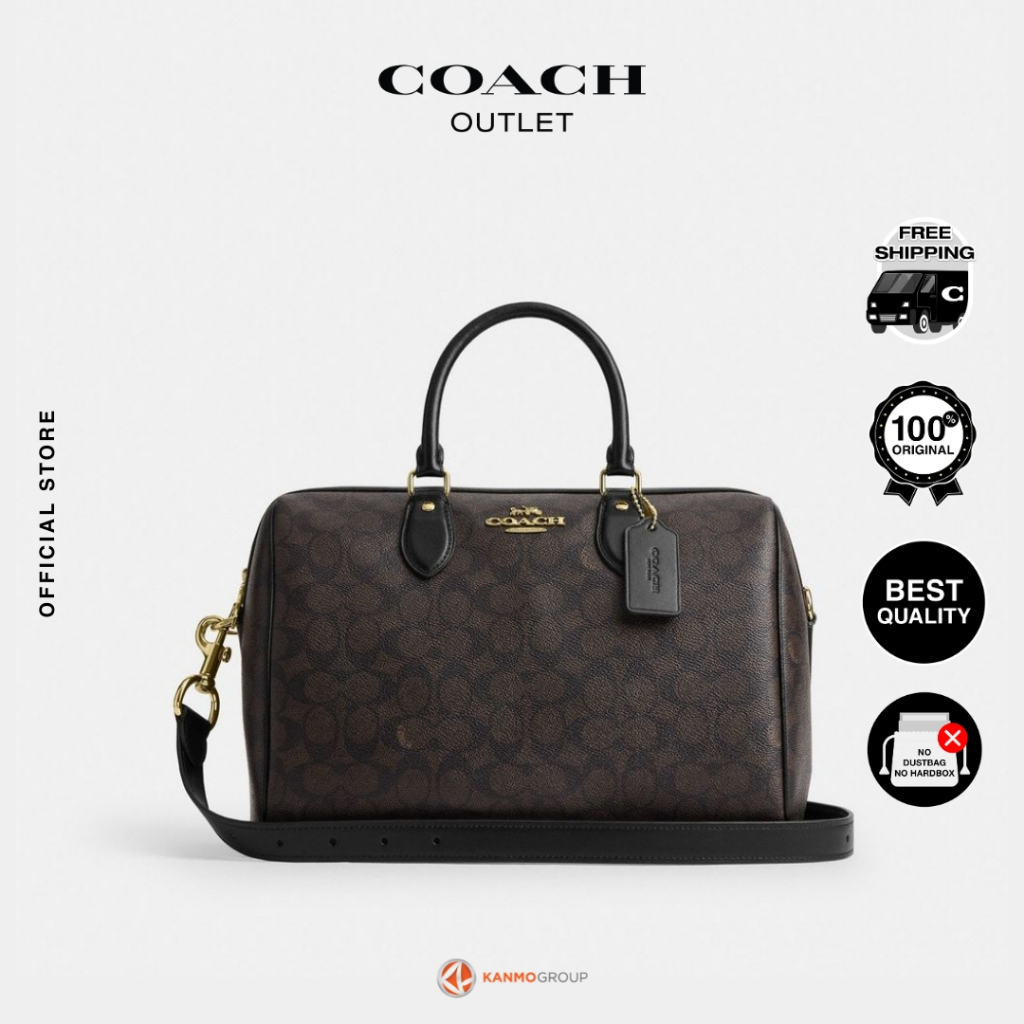 Coach Rowan Large Satchel Bag In Signature Canvas - Tas Jinjing Wanita