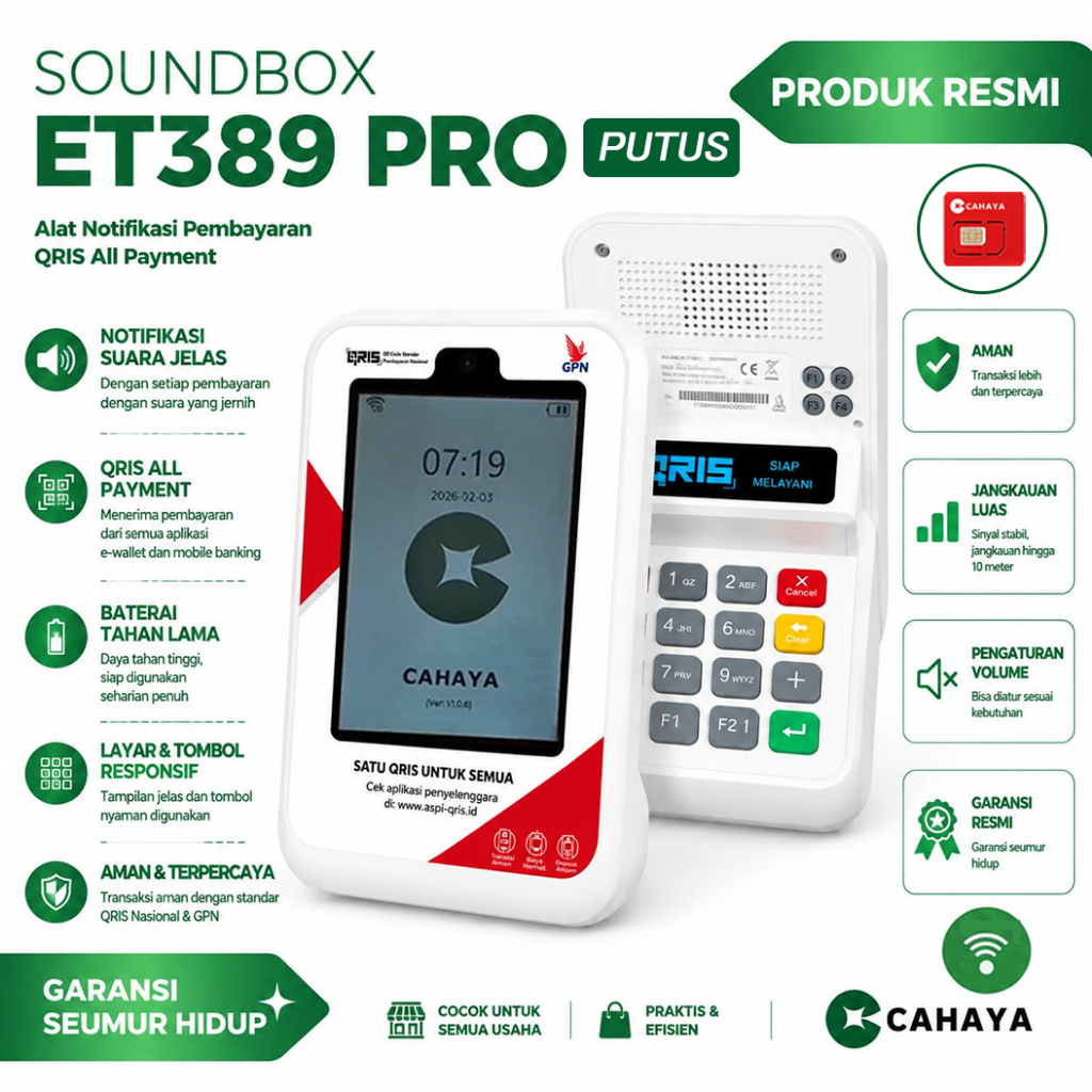 Cahaya Speaker Pembayaran ET389PRO Portable
