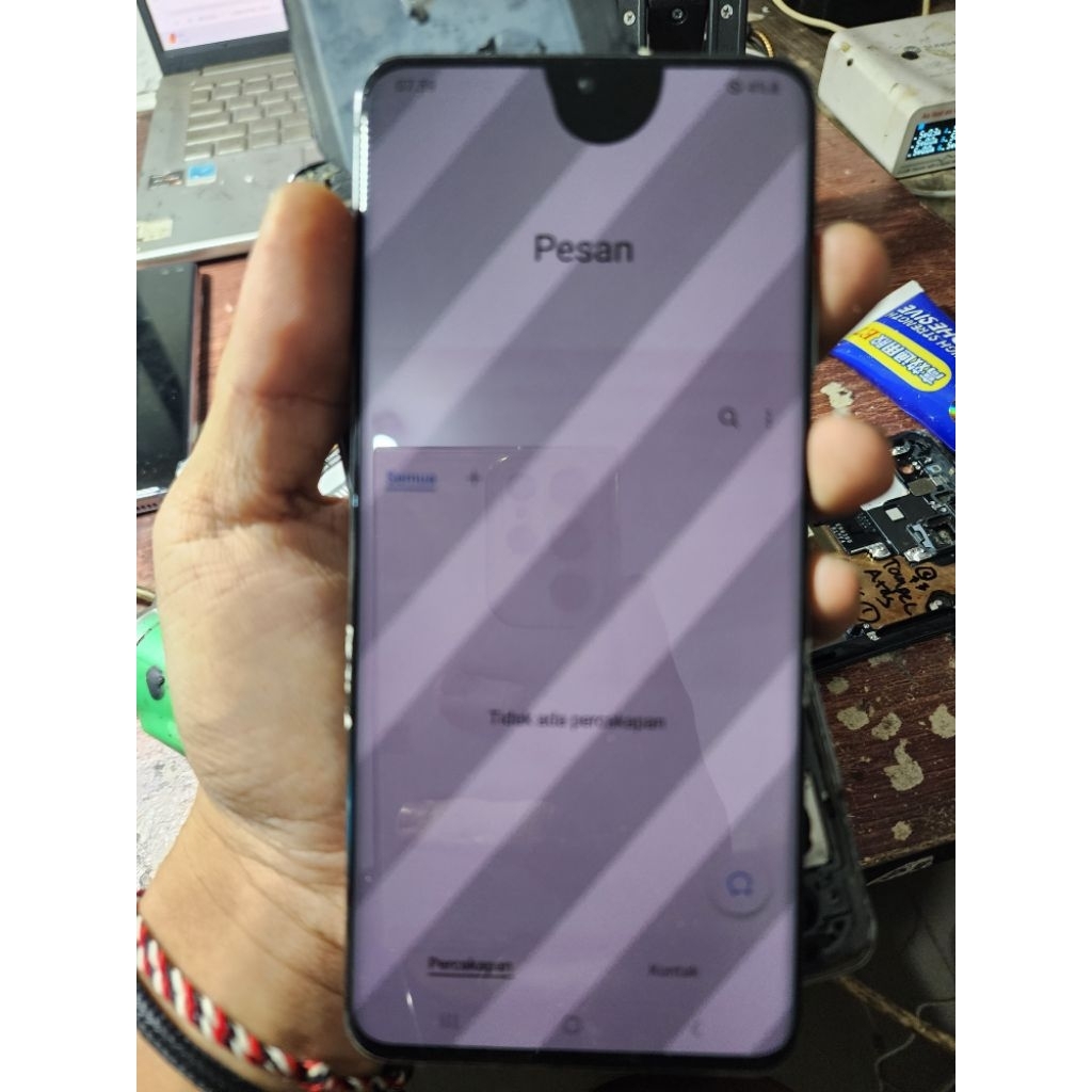 lcd frem samsung s20ultra copotan original warna silver