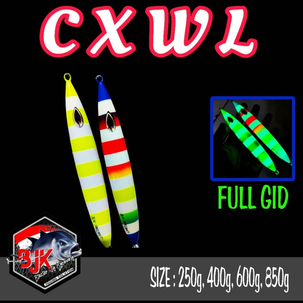 METAL JIG CXWL/DEPLINER FULL ZEBRA 250g, 400g, 600g, 850g FULL GID VERSI BJK