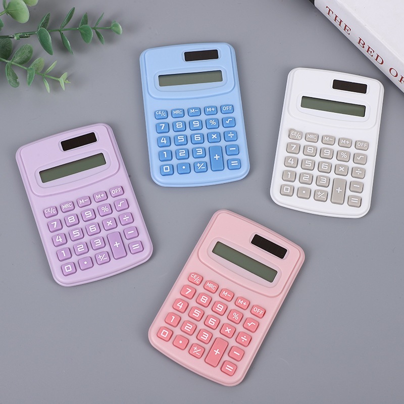 Kalkulator Mini 8 Digit Saku, Kalkulator Portabel 8 Digit, Warna Macaroon