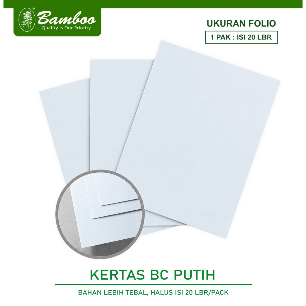 Bamboo Kertas BC 150gr - White ( Isi 20 Lbr )
