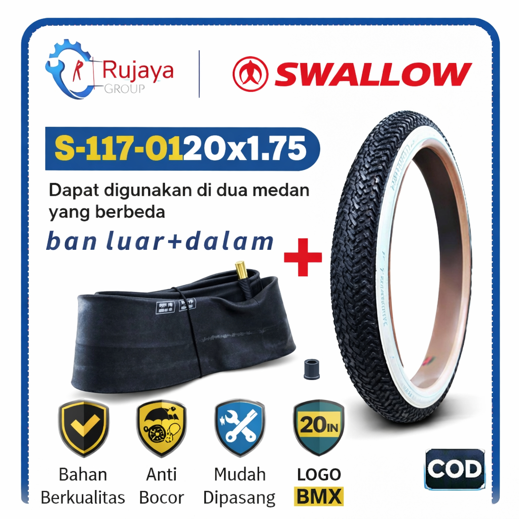 ban luar dalam sepeda 20 x 1.75 SWALLOW / ban luar 20 x ban sepeda 20 in