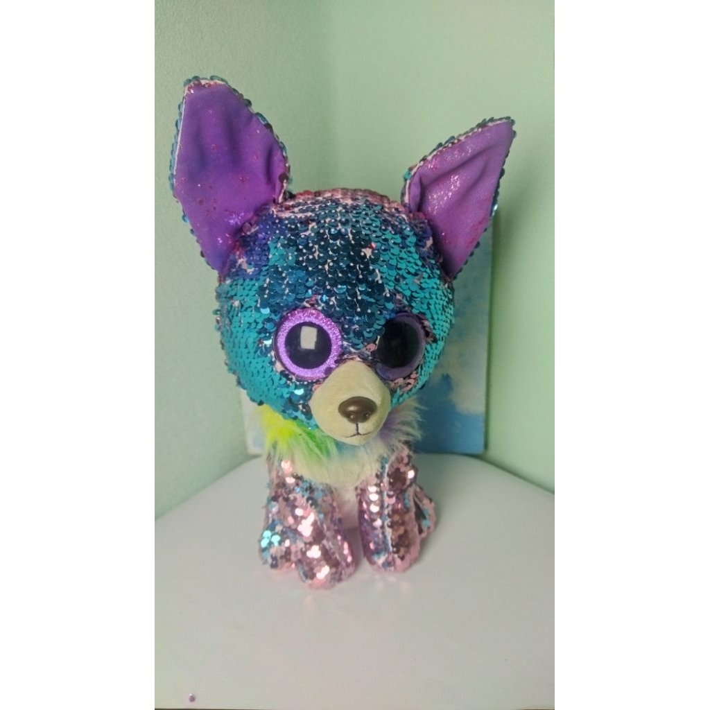 Preloved Boneka Mabel Ty Sequin Usap 2 warna, Guguk Dog Minus glitter telinga rontok, masih bagus, L