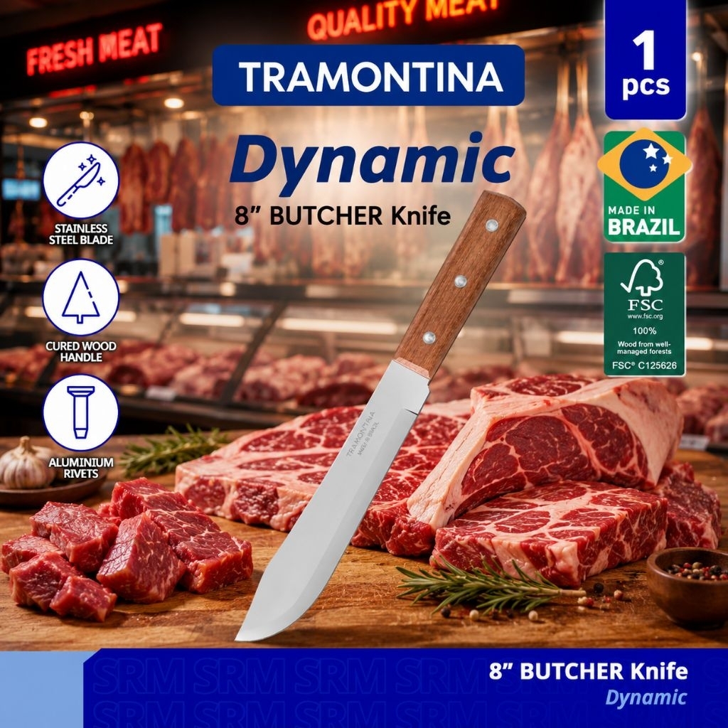 TRAMONTINA BUTCHER KNIFE 8'/ Pisau Potong Daging DYNAMIC BUTCHER KNIFE  22901/008