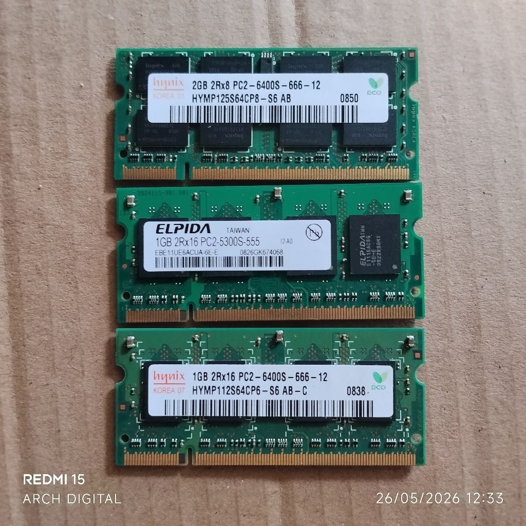 RAM DDR2 1GB 2GB PC2 LAPTOP NORMAL SECOND
