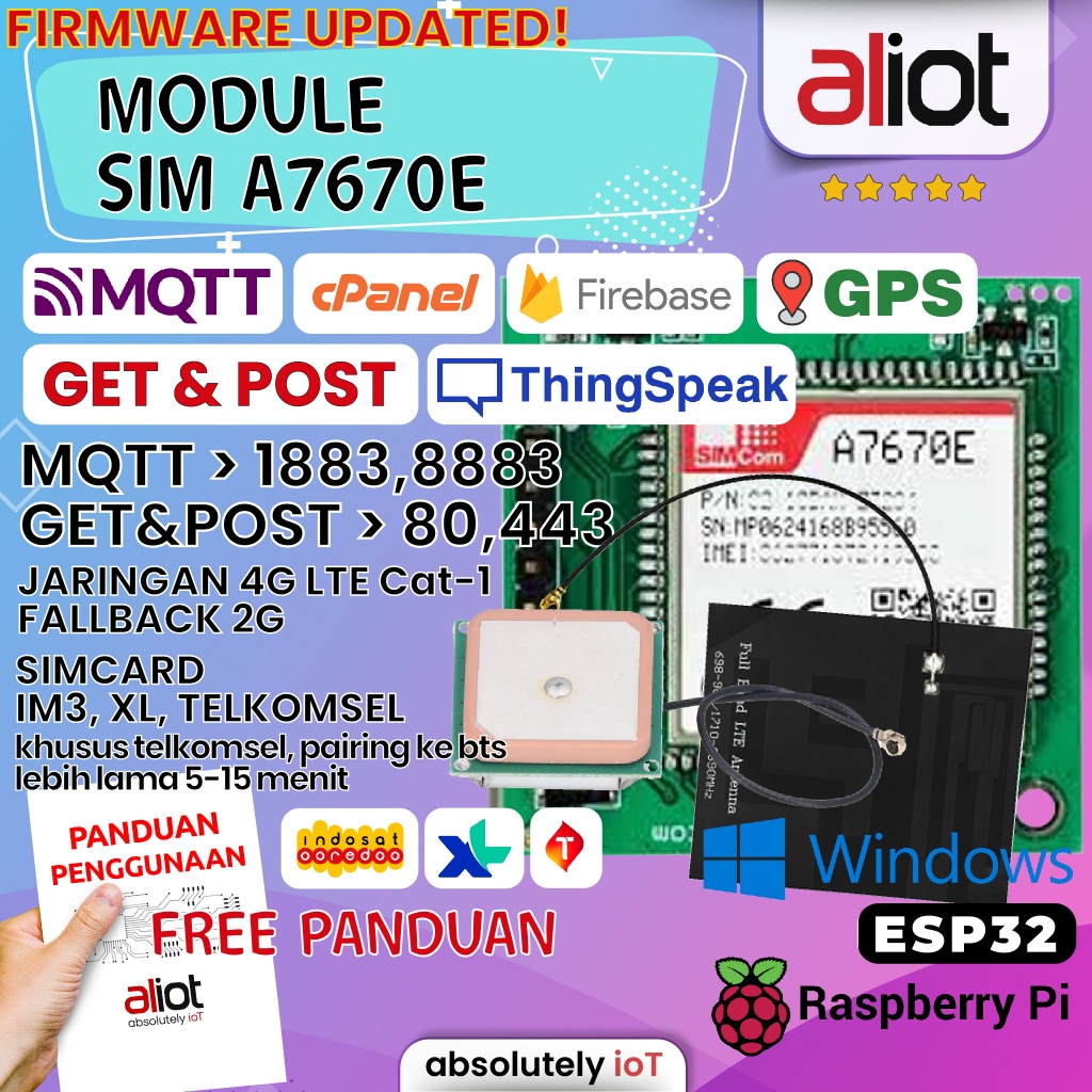 SIM A7670E MODUL LTE CAT1 SIM7670E modul 4g Lte bukan sim7000 bukan sim7600 bukan lilygo sim7000 buk
