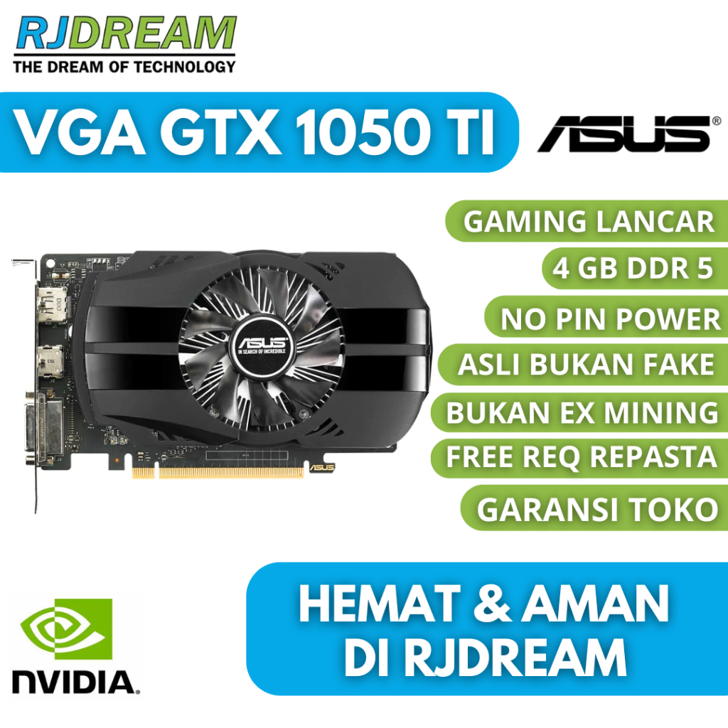 VGA GTX 1050 TI 4GB DDR5 NVIDIA BEKAS / SECOND GAMING