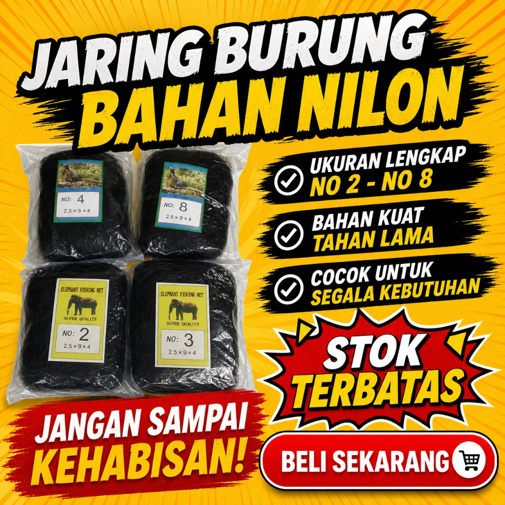 Promo Jaring Burung Nilon Emprit, Perkutut, Pipit, Tekukur Jaring Kandang Ayam