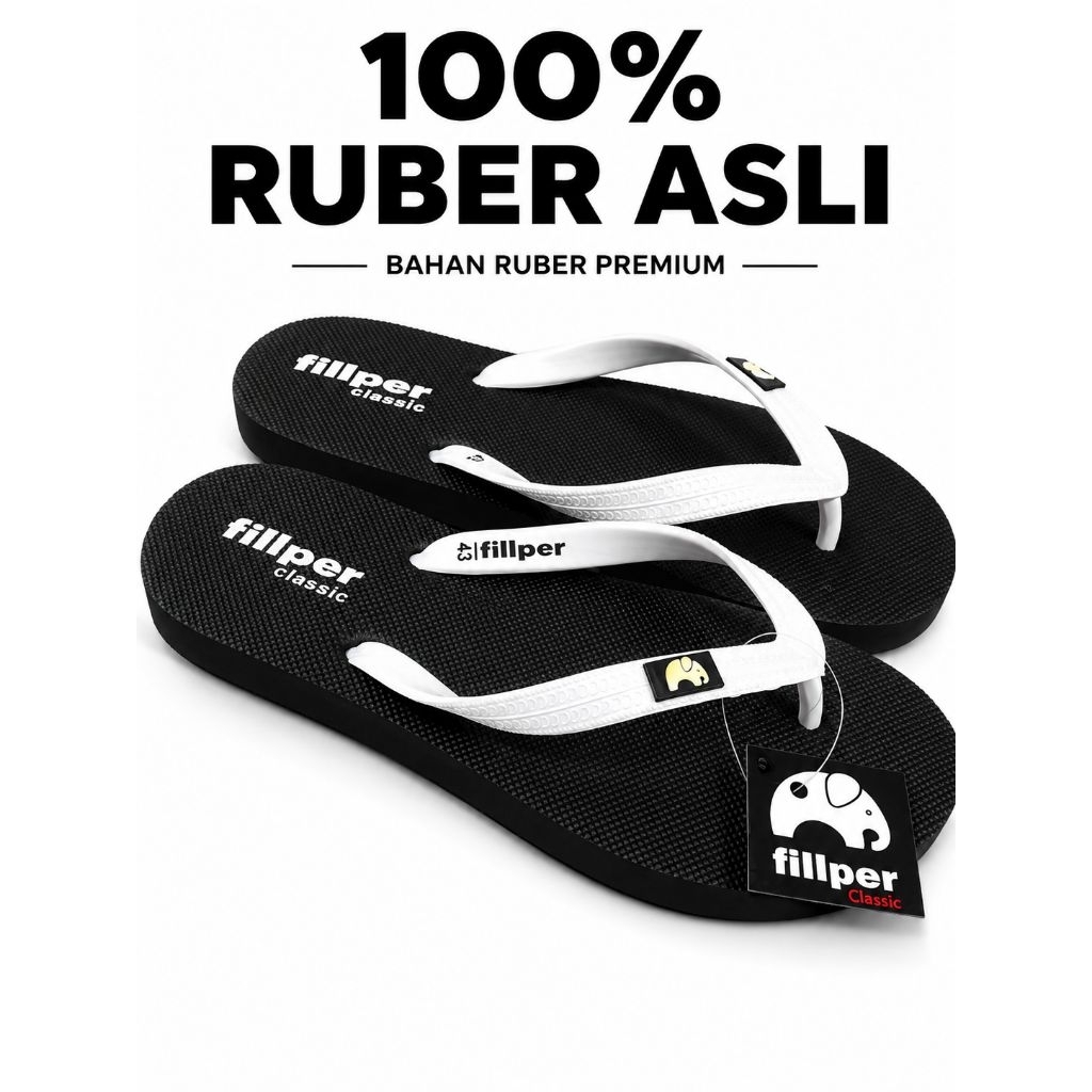 Sandal jepit fillper hitam pria sendal flip flop santai casual harian terbaru 39-43