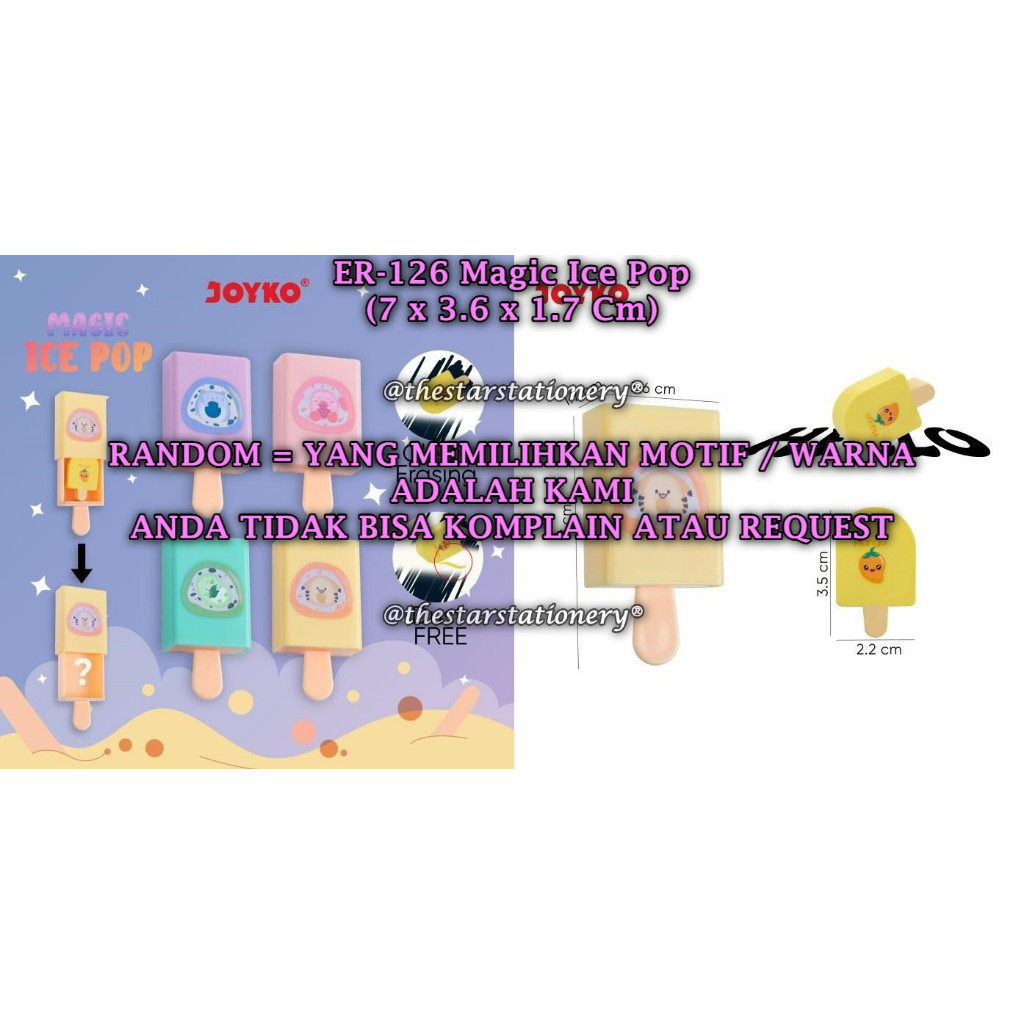 (1 Biji) GROSIR Penghapus JOYKO ER-126 Magic Ice Pop / Eraser ER-126 Magic Ice Pop (1 Buah)