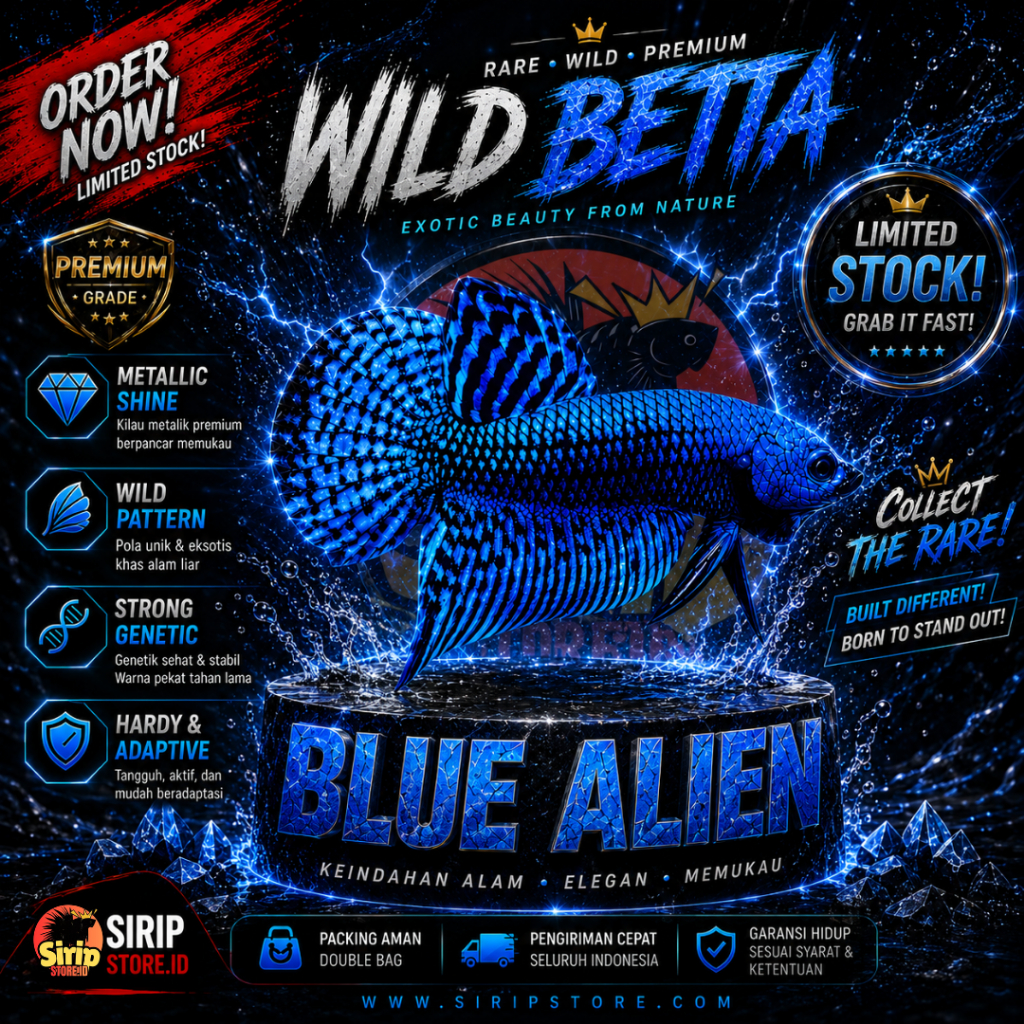 Wild Betta Blue Alien Ori Thailand – Cupang Hias Premium Metallic Shine Warna Pekat