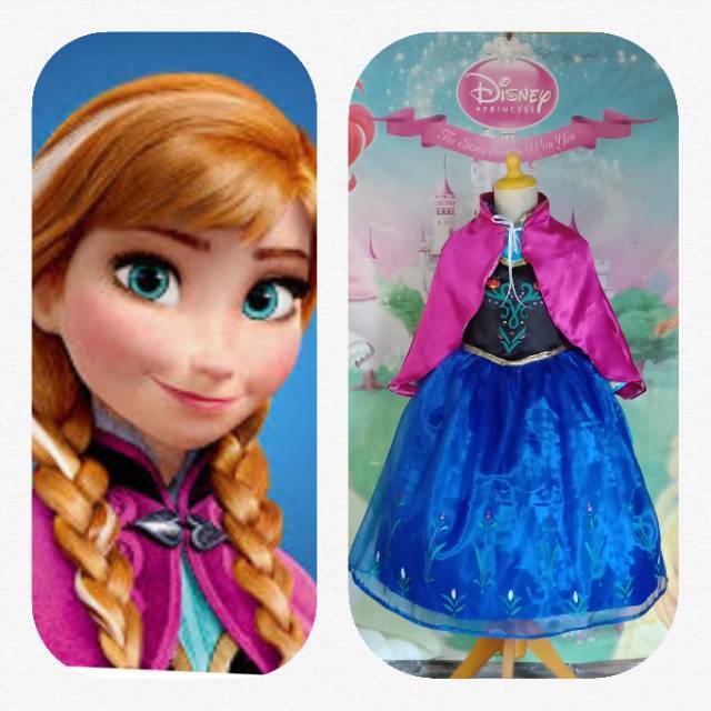 Anna Frozen Set Jubah Kostum Anak Princess Anna Frozen Deluxe