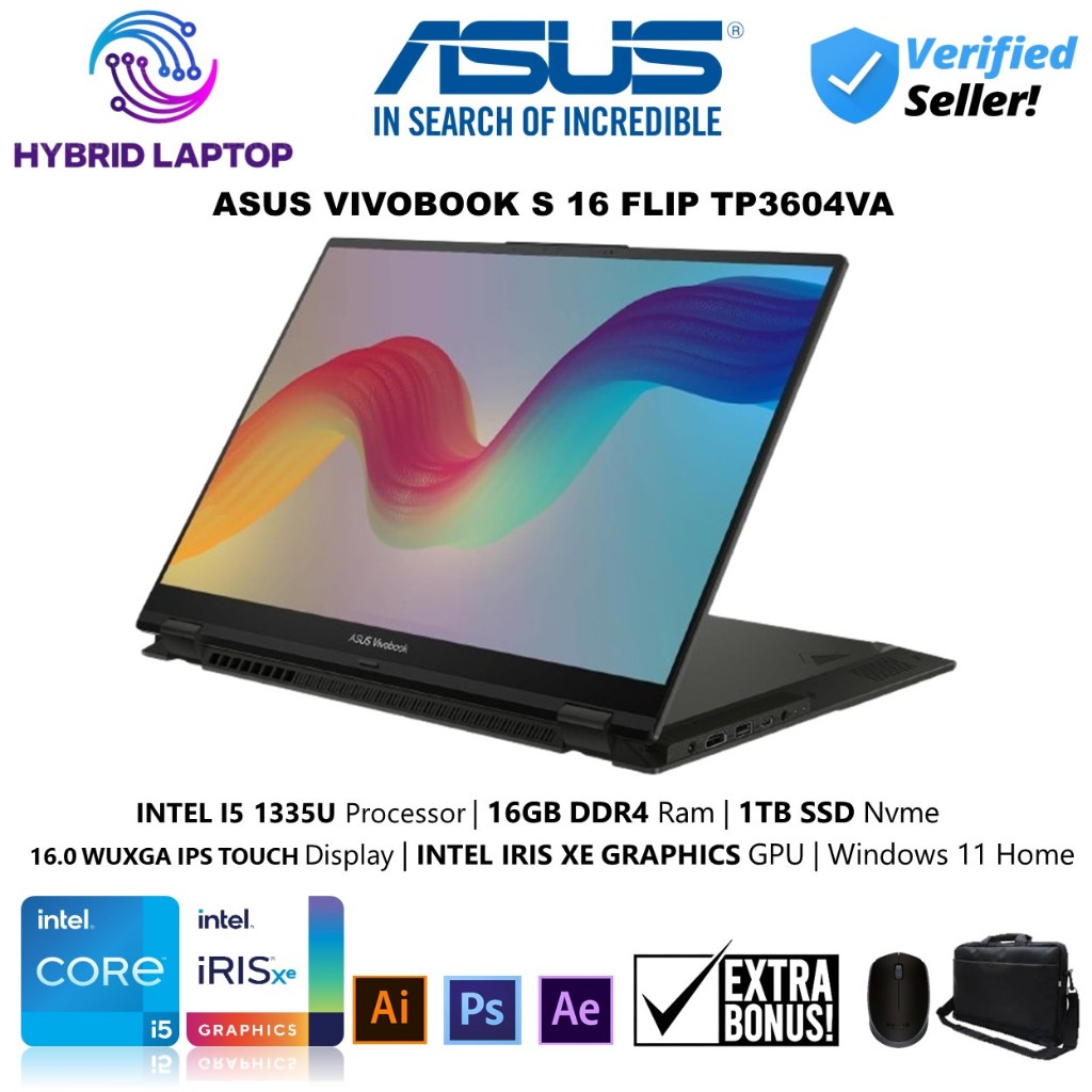 ASUS Vivobook S16 Flip TP3604VA i5-1335U 16GB 1TB SSD Touchscreen Laptop 2in1 Windows11