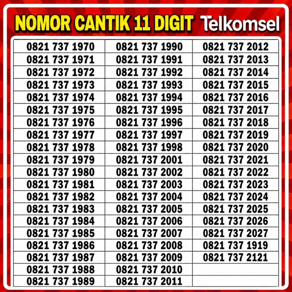 Nomor Cantik Simpati 11 Digit Tahun 1970 1971 1972 1973 1974 1975 1976 1977 1978 1979 1980 1981 1982