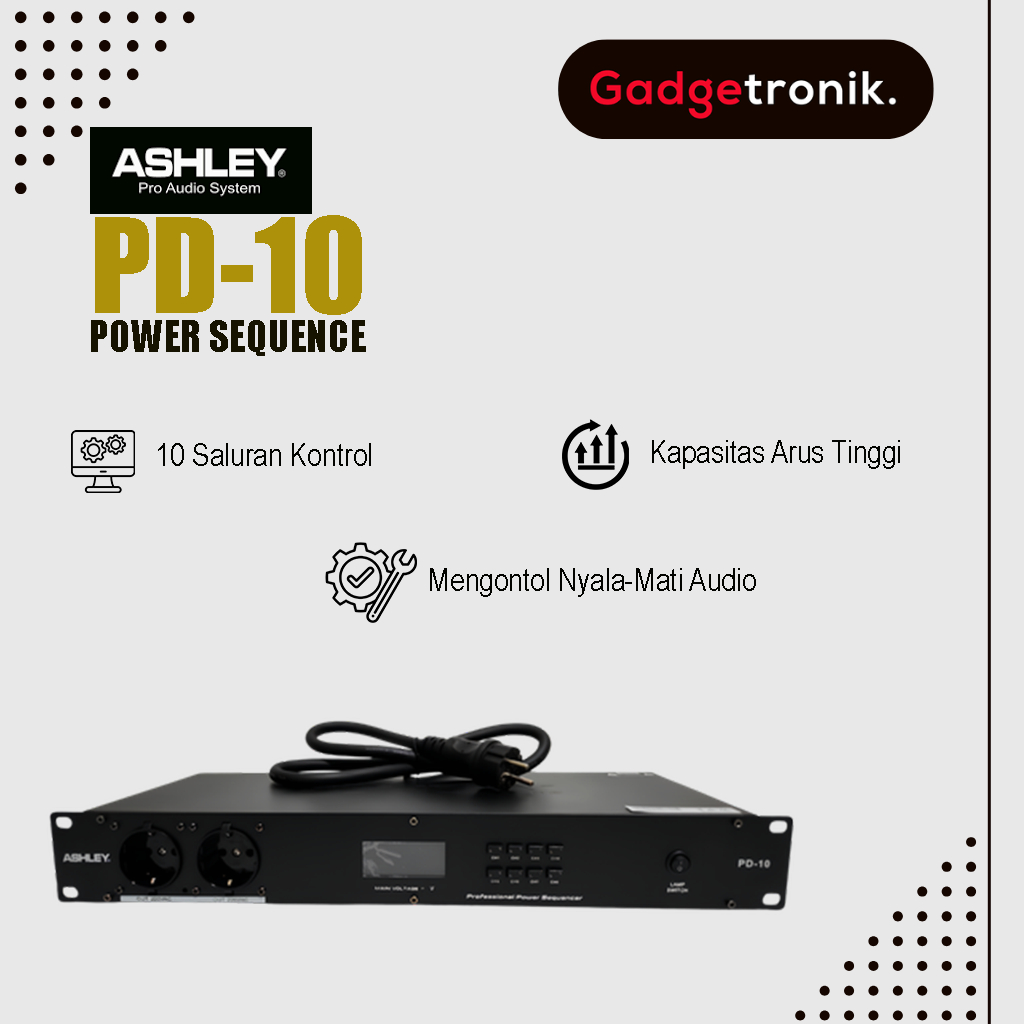 ASHLEY POWER SEQUENCER PD-10 10CH / POWER SEKUENCER ASLEY PD 10 10 CHANNEL / POWER SQUENCER ASHLY PD