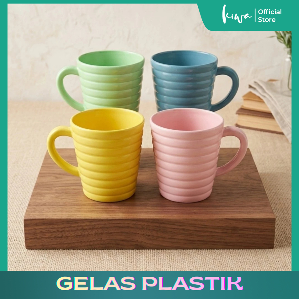 Gelas Plastik Retro Monochrome / Gelas Retro Aesthetic / Gelas Retro Pendek Plastik tebal