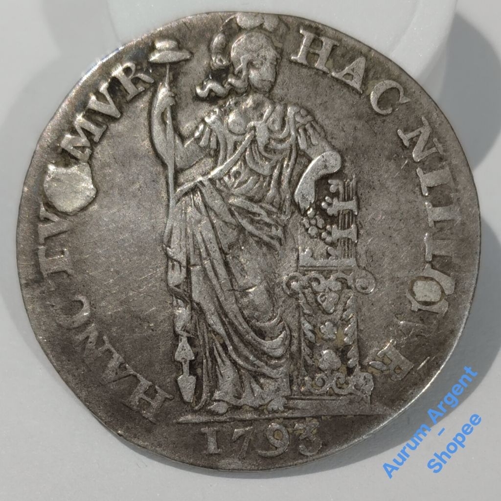 G.10-- 1 PC KOIN PERAK KUNO ASLI GULDEN DEWI PALLAS TH 1793. -- SILVER COIN --