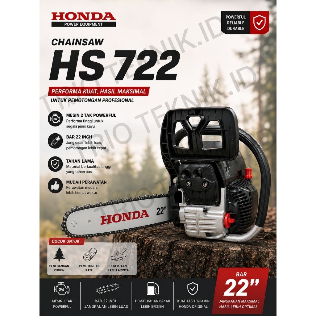 mesin senso Honda HS722-mesin potong kayu HS722 BAR 22 INCH siap pakai