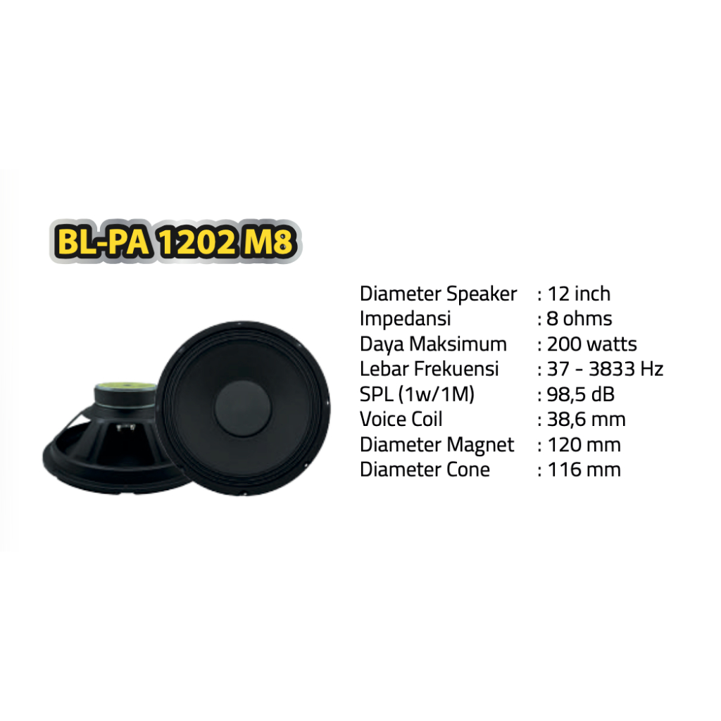 Speaker 12 inch Audax Bell BL PA 1202 / BL PA1202 / BLPA-1202 / BL PA1202 M8