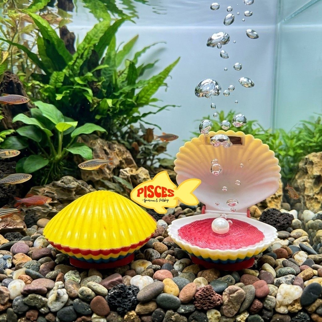 Mainan Gelembung Aquarium Shell orca Kerang Mutiara Bubble Air Hias Aquarium Aquascape Unik