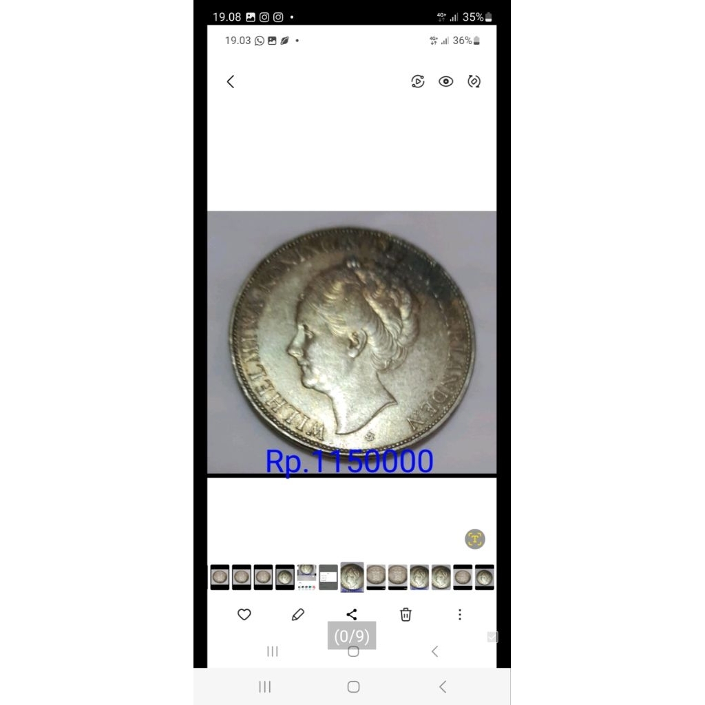 2 koin perak Wilhelmina th 1931 asli