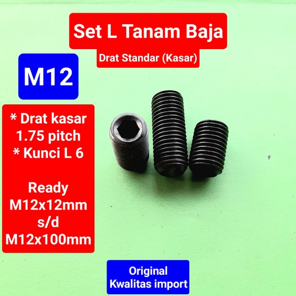 Baut set L tanam baja M12 | baut tanam baja M12 | baut set soket L tanam baja M12 | baut tanam kunci
