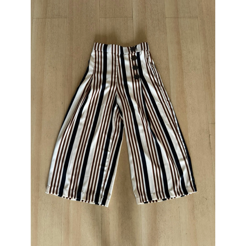 zara striped brown white black pants/trouser / celana kulot garis garis coklat hitam putih (NO TAG)