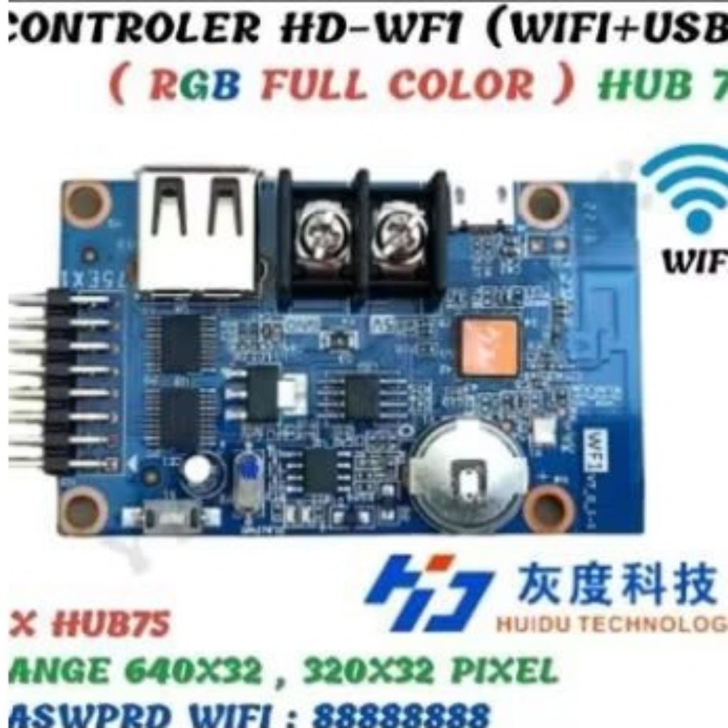 controller LED HUIDU hd-wf1 wifi RGB full color HDWF1 p10 smd dip dll