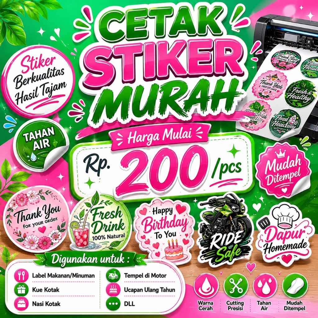 Stiker Makanan Minuman Label Olshop Aqiqah Ulang Tahun